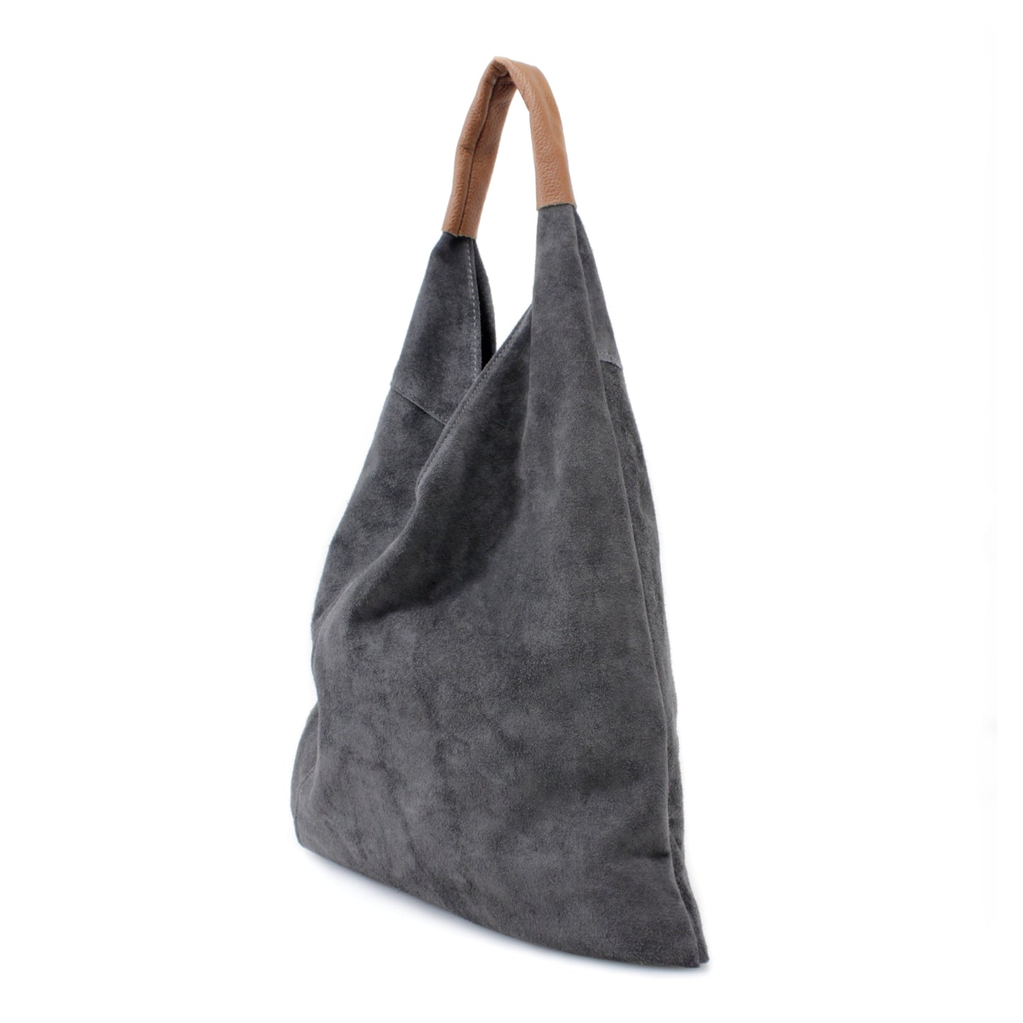Leather suede shoulder bag with a purse