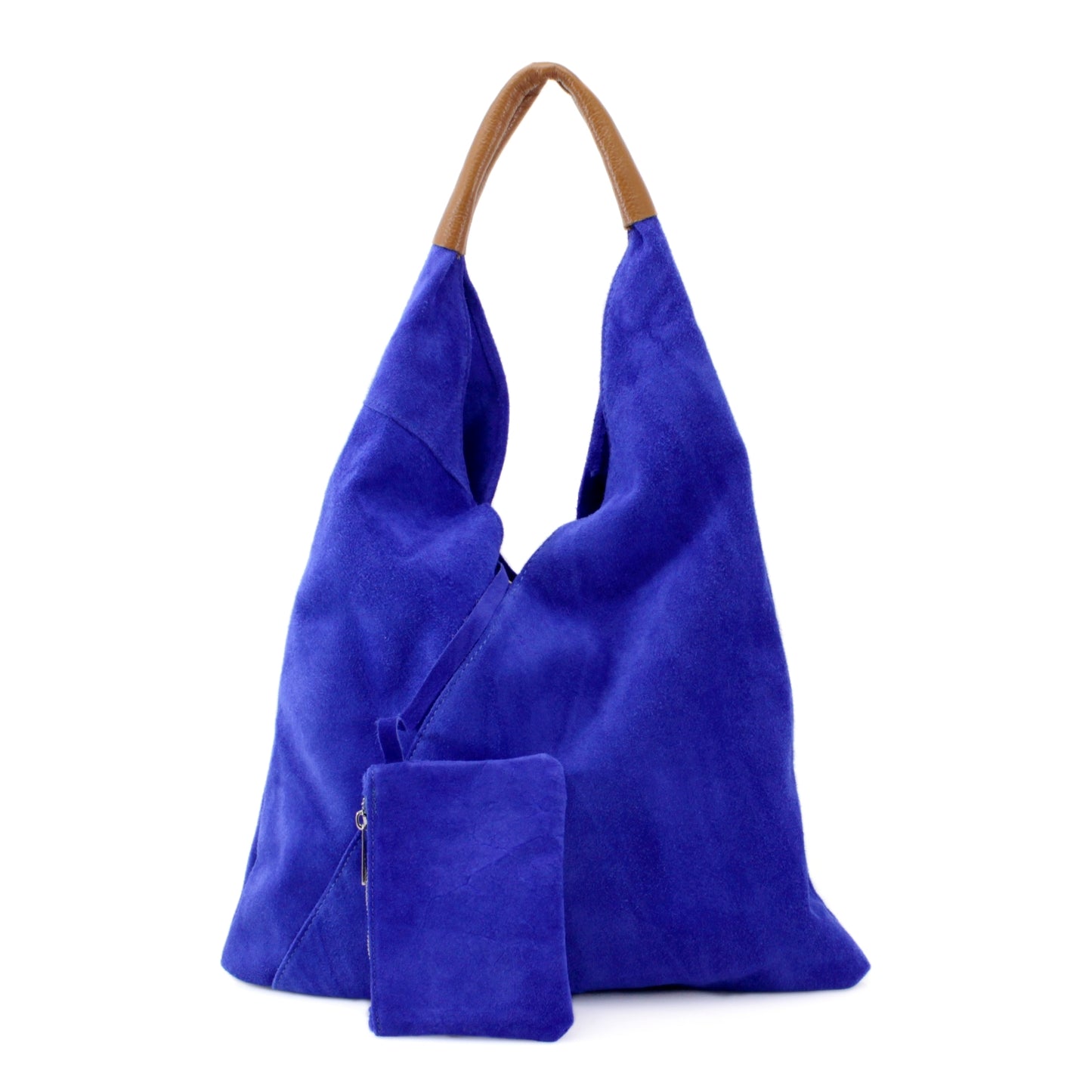 Leather suede shoulder bag with a purse