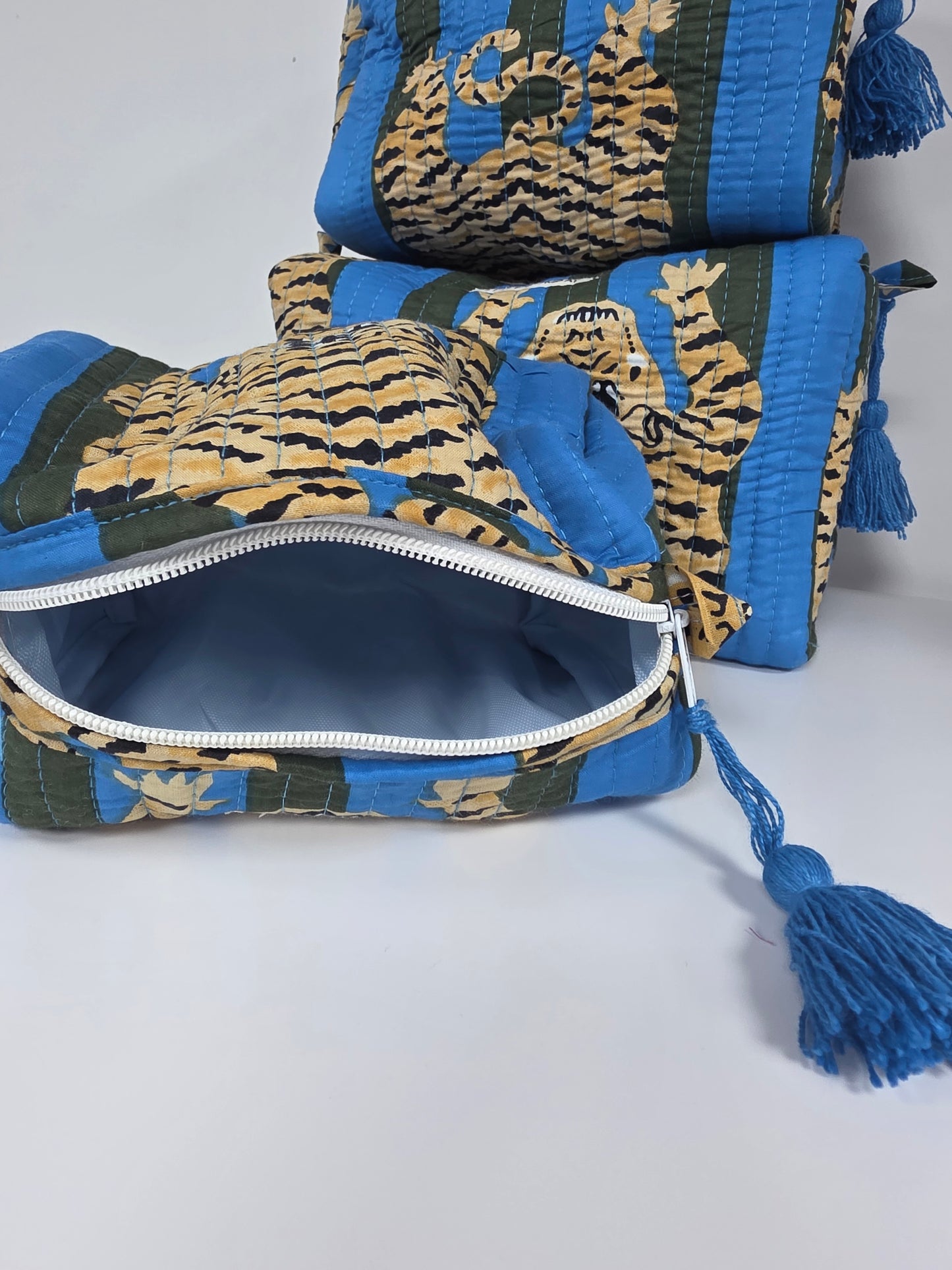 The Indigo Tiger Tote Large Size Reversible Tote Bag perfect for travel comes with 3 water proof wash bags